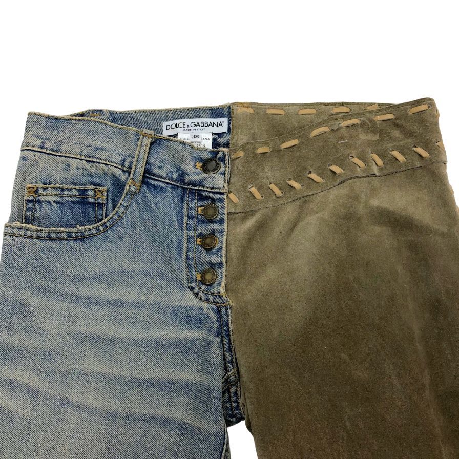 ドルチェ&ガッバーナ デニム&スウェード パンツ メンズサイズ38 総柄 DOLCE&GABBANA 【AFB36】