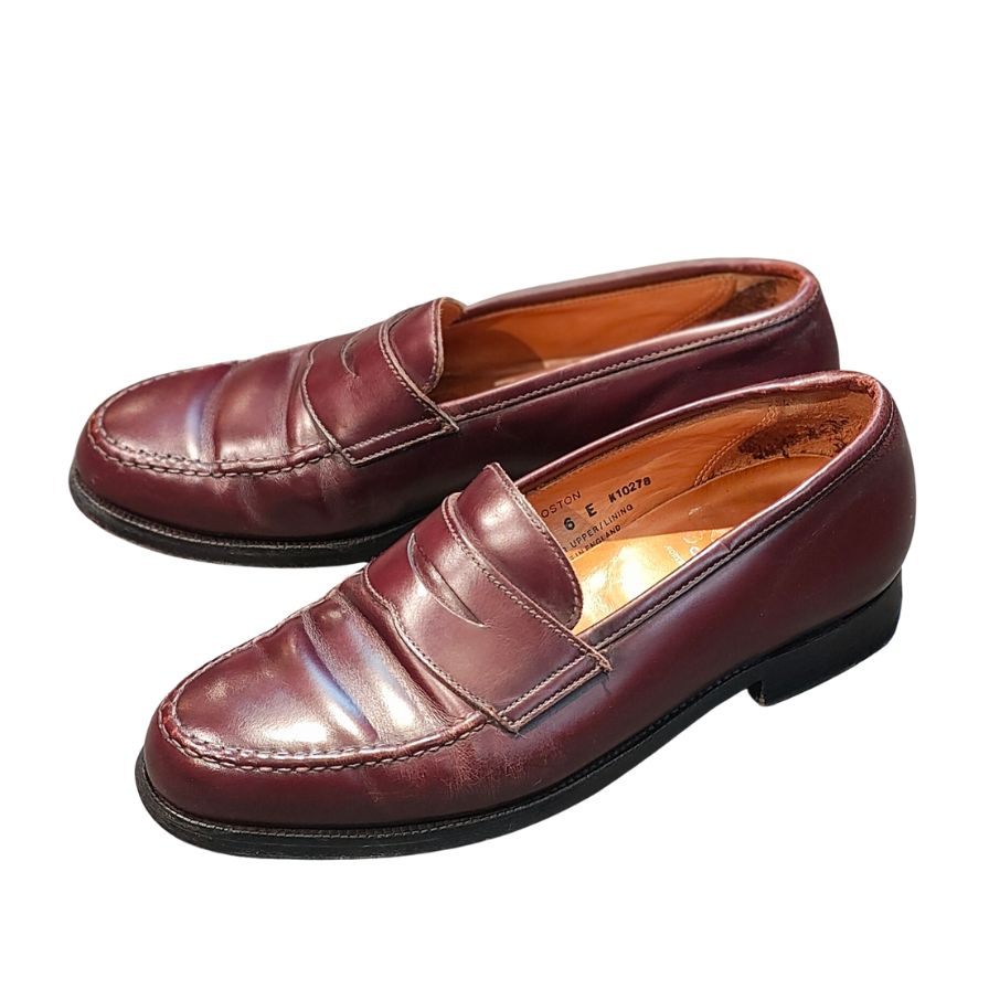 クロケット&ジョーンズ レザーシューズ ボストン バーガンディ サイズUK6E Crockett&Jones ローファー 約24.5cm【LA】【中古】