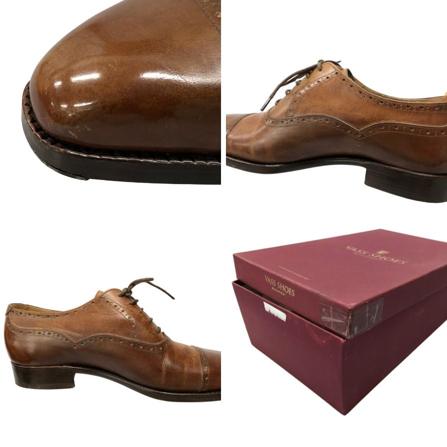 ヴァーシュ クオーターブローグ メンズ コニャックブラウン EU40.5 Vass Shoes ビジネスシューズ 約25.5cm【LA】【中古】