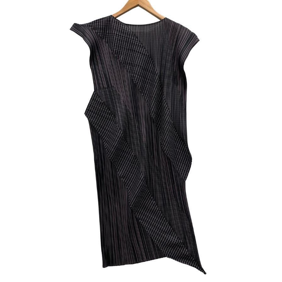 極美品◆イッセイミヤケ プリーツプリーズ ワンピース PP43JH443 マルチカラー グレイ系 サイズ3 ISSEY MIYAKE PLEATS PLEASE 【AFB48】