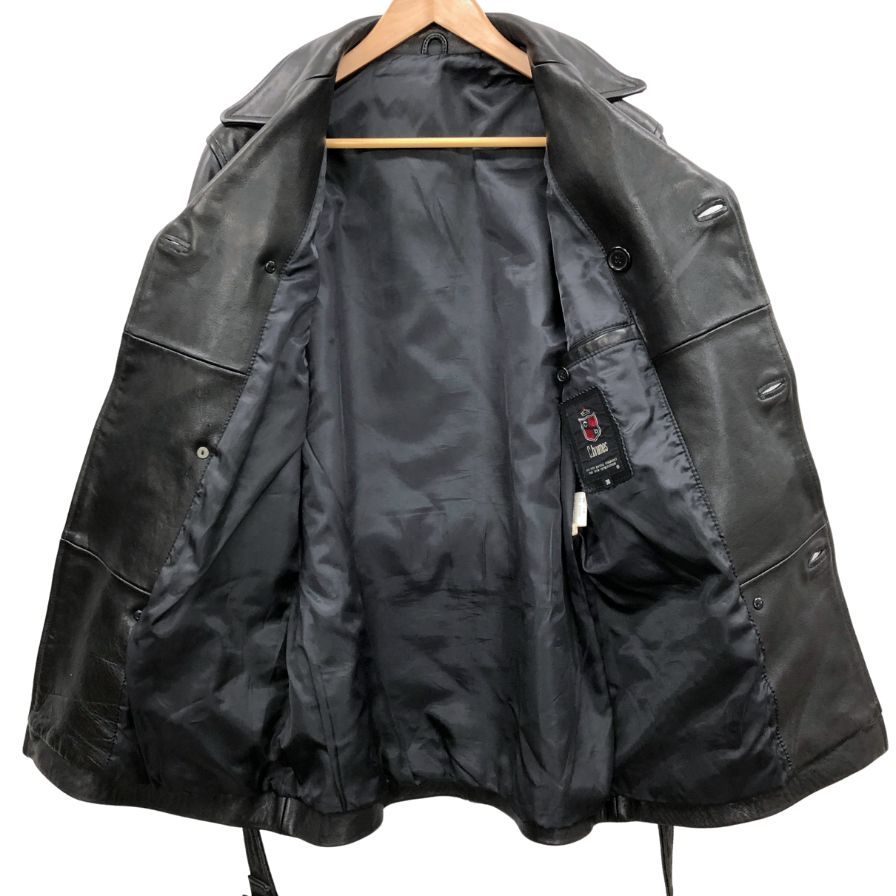 美品◆シーブリュームス コート 牛革 ベルト付 ブラック メンズ サイズ38 C.brumes 【AFG1】