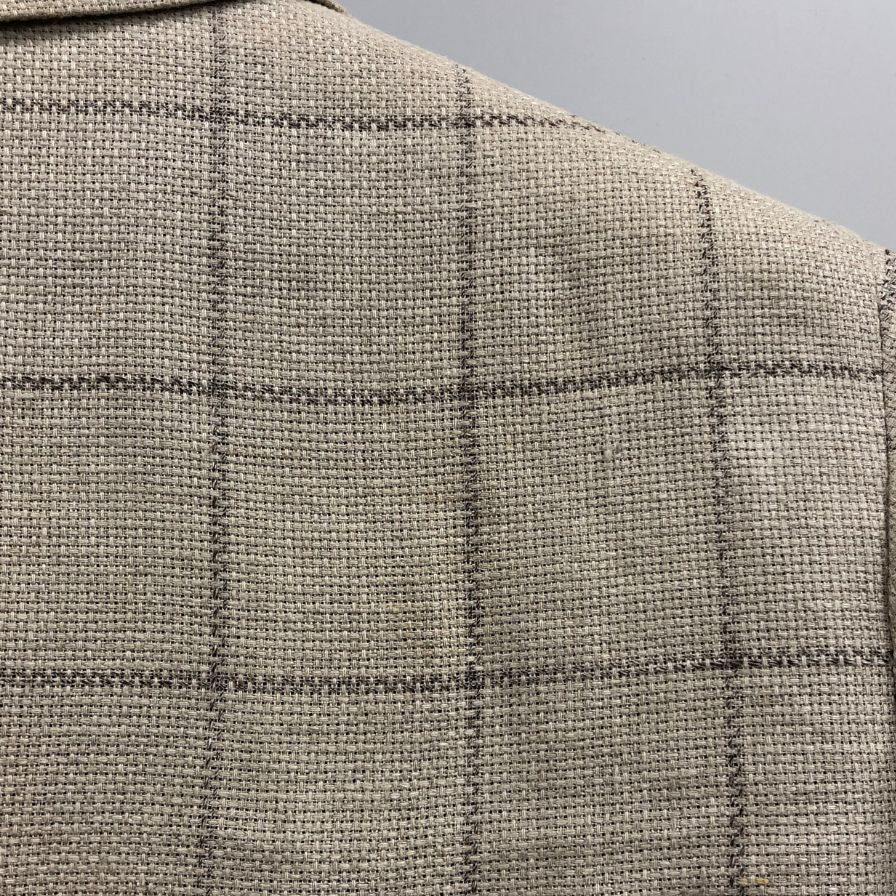 中古◆スーツセレクト リネン テーラードジャケット JSJ2056 ベージュ サイズA5 メンズ チェック SUIT SELECT DORAGO 【AFB33】