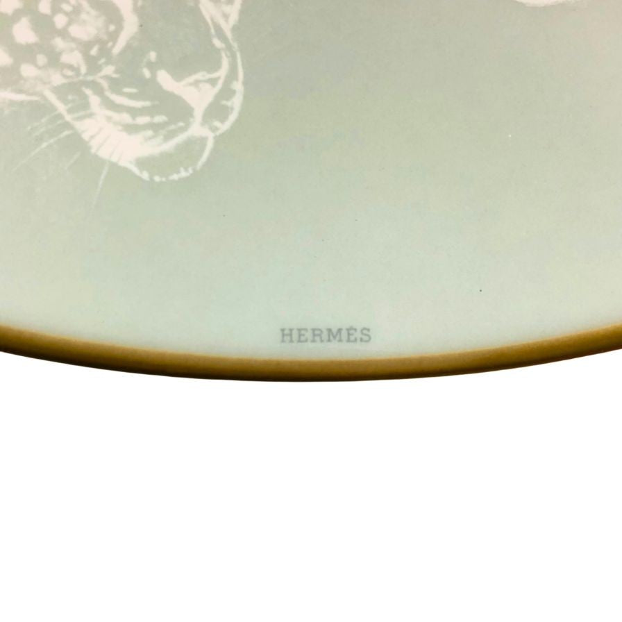 エルメス プレート 赤道直下のスケッチ ヒョウ柄 約21㎝ ブルー HERMES【AFI28】【中古】