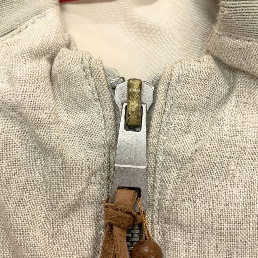 美品◆ザラ デニム クチュール ブルゾン リネン 切替 デザイン ジャケット ジャンパー ベージュ メンズ サイズS ZARA DENIM COUTURE 【AFB10】