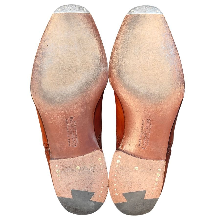 クロケット&ジョーンズ レザーシューズ セミブローグ ウェルベック ダイナイトソール ブラウン メンズ サイズ5E Crockett&Jones WELBECK ビジネスシューズ 約24.5cm【LA】【中古】