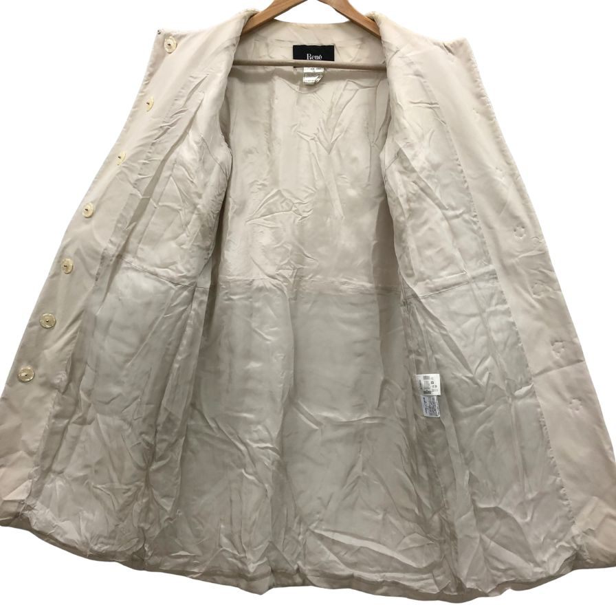 中古◆ルネ ノーカラーコート ボア 切替 ピンク系サイズ36 Rene 【AFA6】