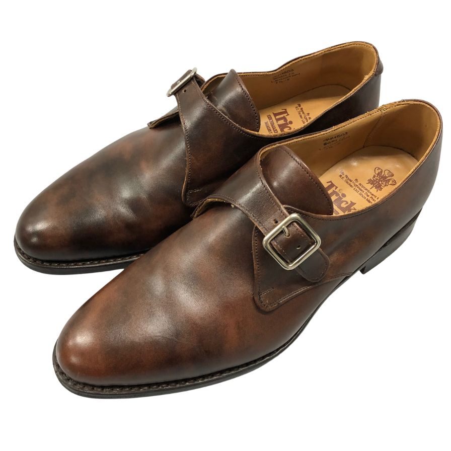 トリッカーズ レザーシューズ LEWISTON シングルモンク ミュージアムレザー ブラウン メンズ サイズ7.5 TRICKERS ビジネスシューズ 約26.5cm【LA】【中古】