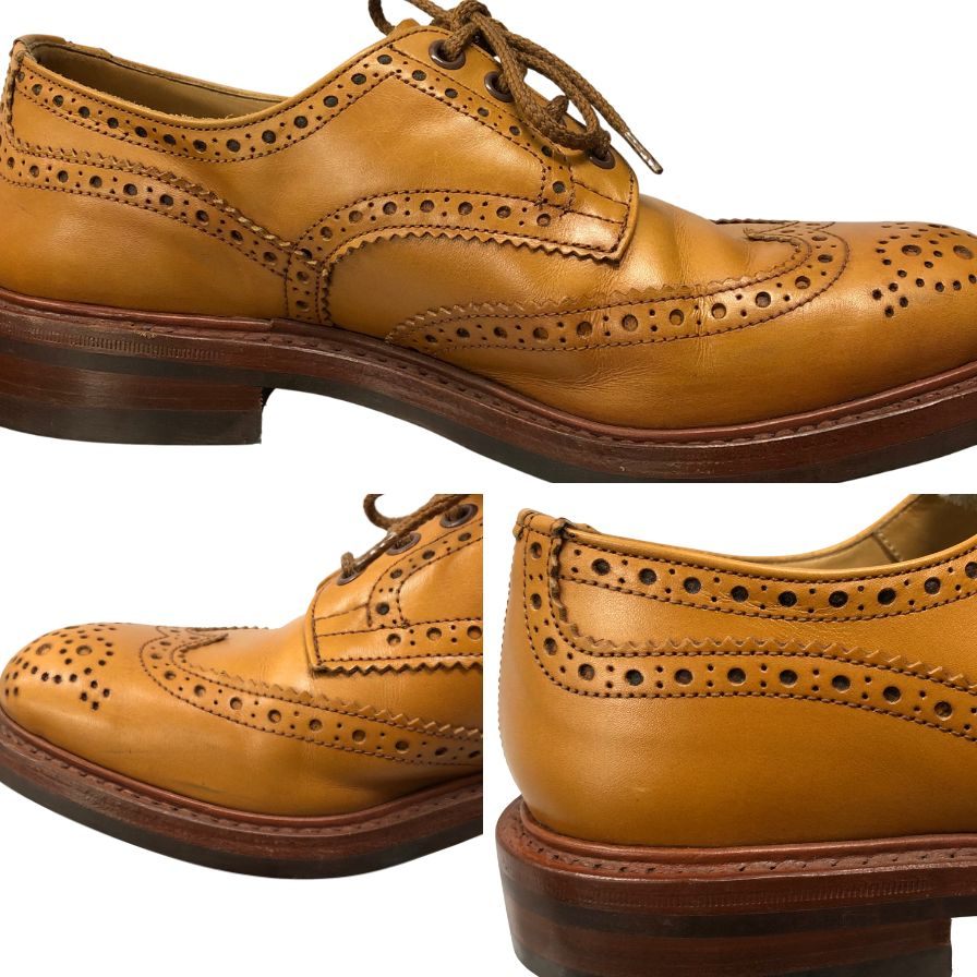 トリッカーズ レザーシューズ バートン ウィングチップ M5633 ベージュ メンズ サイズ8 Tricker`s BOURTON ビジネスシューズ 約26.5cm【LA】【中古】