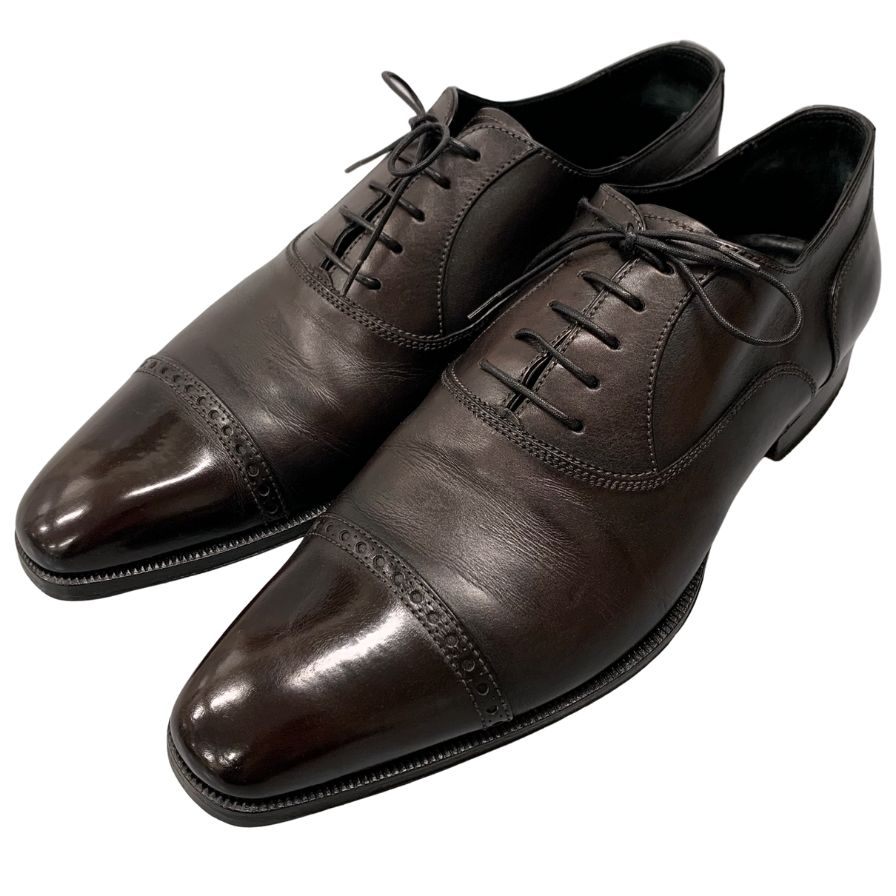 ステファノビ×トゥモローランド レザーシューズ パンチドキャップトゥ メンズ ダークブラウン サイズ8 STEFANOBI×TOMORROWLAND 約26.5cm【AFC1】