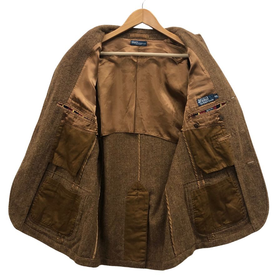 美品◆ポロラルフローレン ツイードジャケット ブラウン 胡桃釦 肘革 エルボパッチ メンズ サイズ40R POLO RALPHLAUREN 【AFB9】