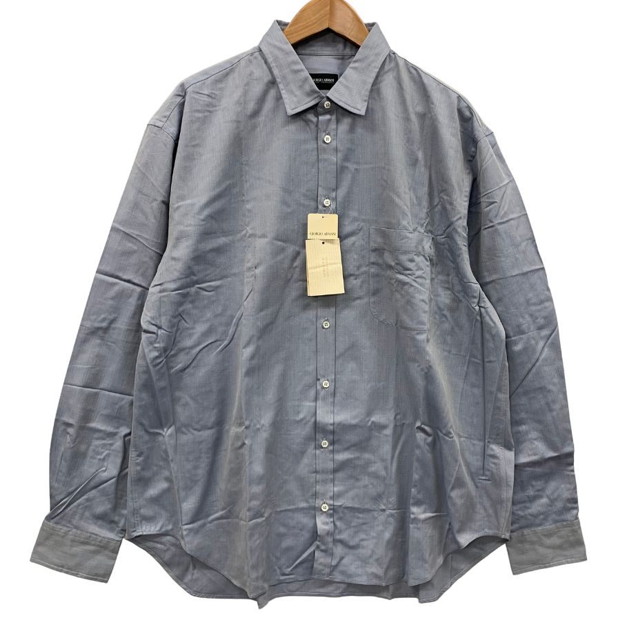 新品同様◆ジョルジオ アルマーニ 長袖シャツ グレー コットン サイズ45 GIORGIO ARMANI 【AFB14】