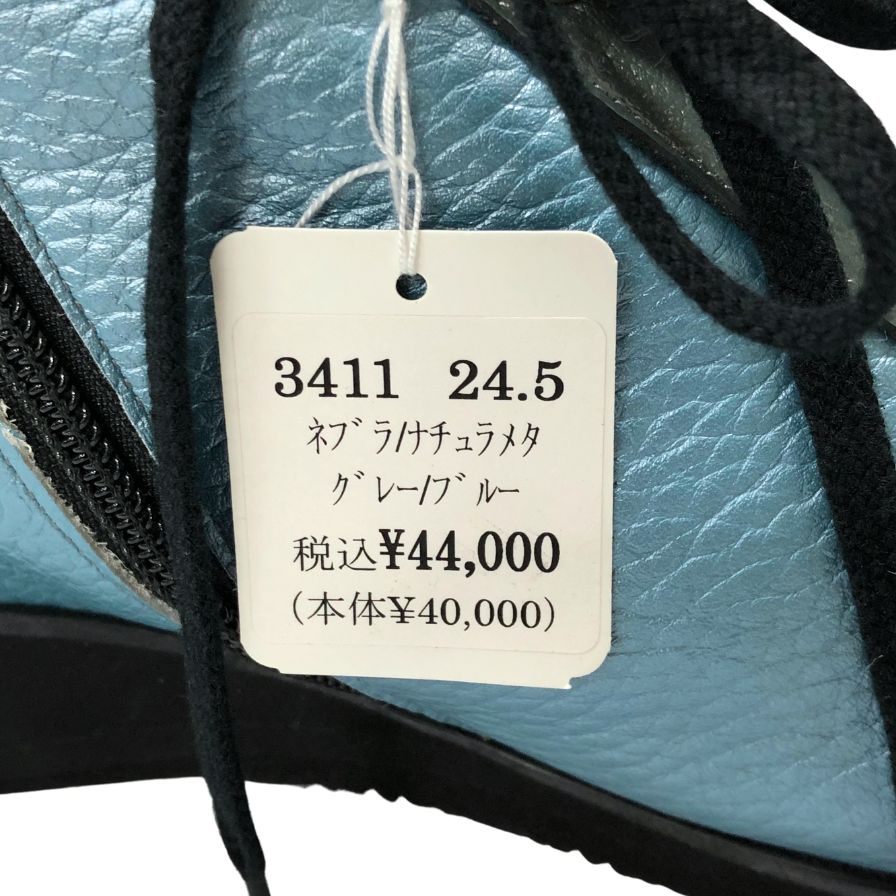 ジュンジュンバイ新宿屋 スニーカー 3411 レザー ブルー サイズ24.5 レディース Jun.Jun by shinjukuya 約24.5cm【7-15】