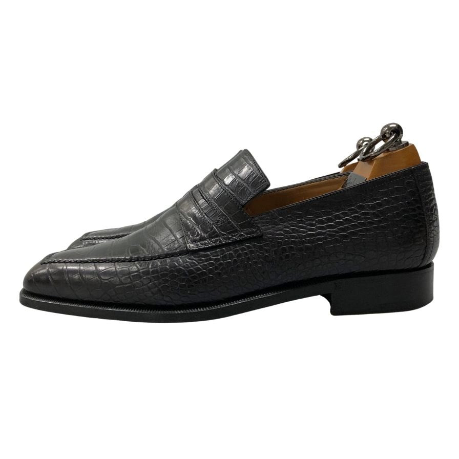 ベルルッティ ローファー 348 クロコ型押し ブラック メンズ サイズ7.5 Berluti ローファー 約26.0cm【LA】【中古】