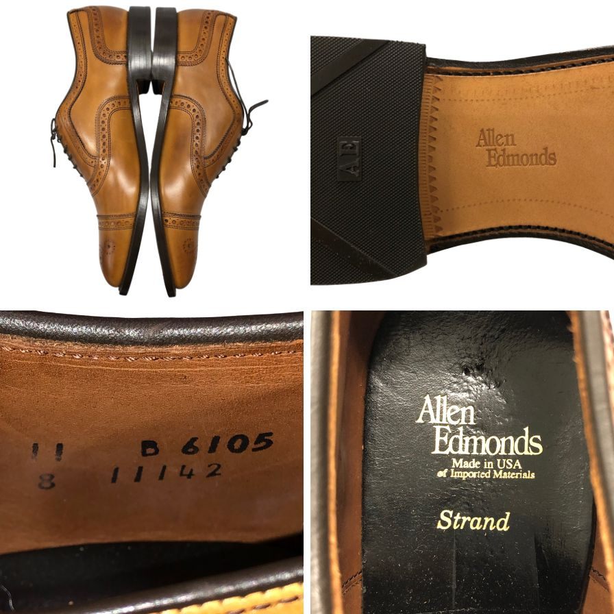 アレンエドモンズ レザーシューズ 6105 Strand パンチドキャップ ブラウン サイズ11 Allen Edmonds 約29.0cm【AFC30】