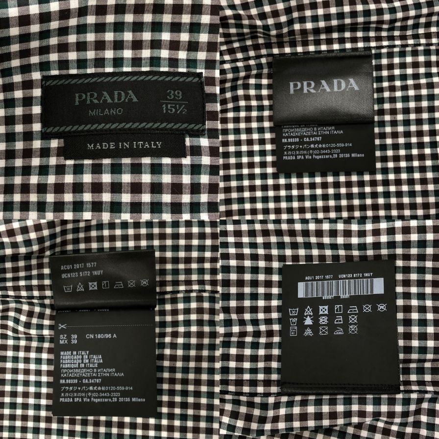 極美品◆プラダ 長袖 ギンガムチェック コットン シャツ 2017 レディース サイズ 39 15 1/2 総柄 PRADA 【AFB30】