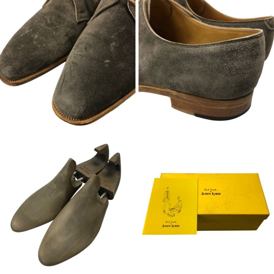 ジョンロブ×ポールスミス プレーントゥ 8000ラスト スエード グレー サイズ5.5E John Lobb×Paul Smith ビジネスシューズ 約24.0cm【LA】【中古】