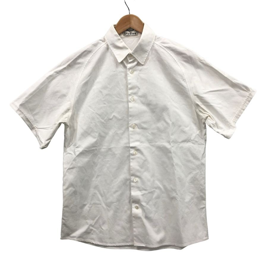 美品◆アクネ ストゥディオズ ボタンダウンシャツ 半袖 メンズ コットン サイズ 46 ホワイト ACNE STUDIOS 【AFB27】