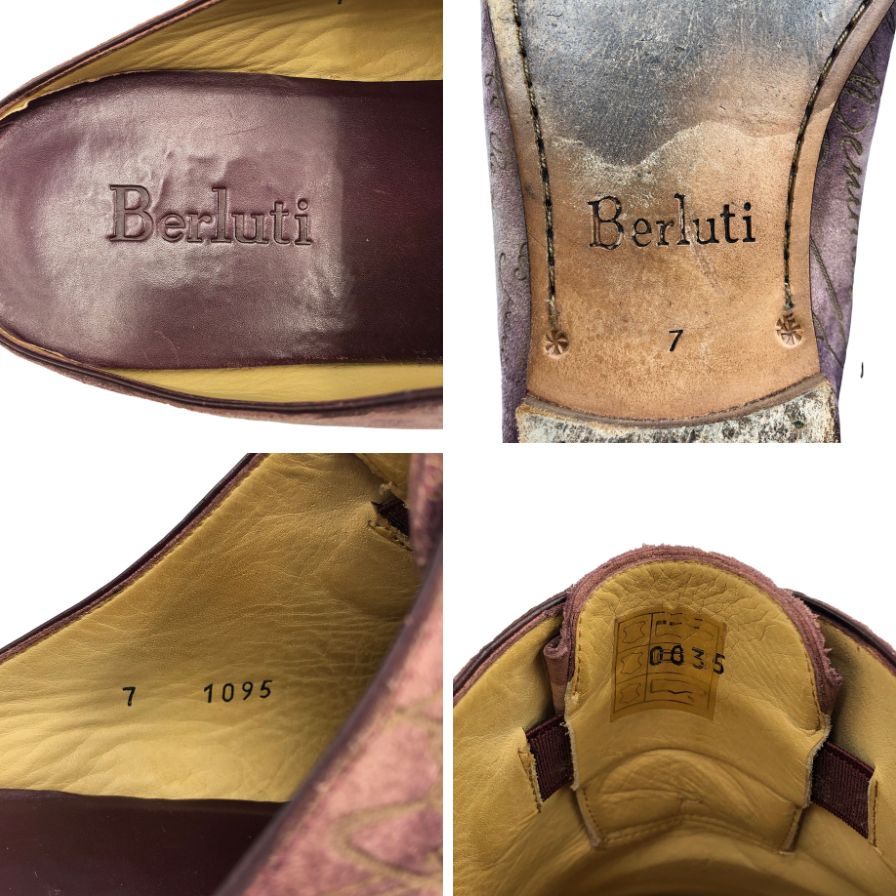 ベルルッティ スリッパ 1095 カリグラフィ スエード パープル サイズ7 Berluti 約25.5cm【AFC7】