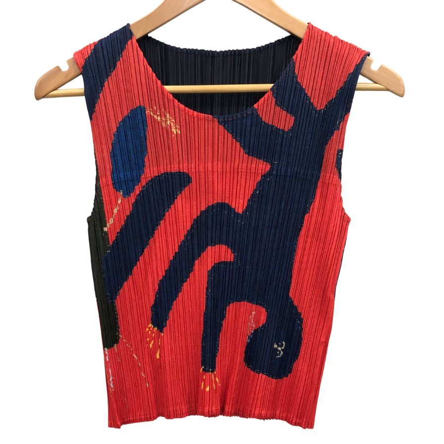 極美品◆プリーツプリーズ イッセイミヤケ 99AW ノースリーブカットソー マルチカラー レディース サイズ3 PP94-JK530 PLEATS PLEASE ISSEY MIYAKE 【AFB3】