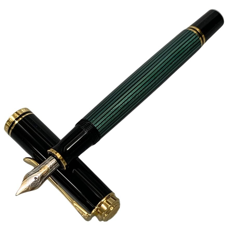 ペリカン 万年筆 スーベレーン 緑縞 ストライプ ペン先14C-585 F字 PELIKAN Souveran【AFI15】