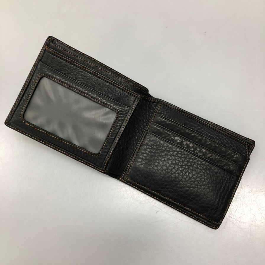 サルバトーレ フェラガモ レザー 二つ折り財布 札入れ シボ ブラック Salvatore Ferragamo【AFI19】