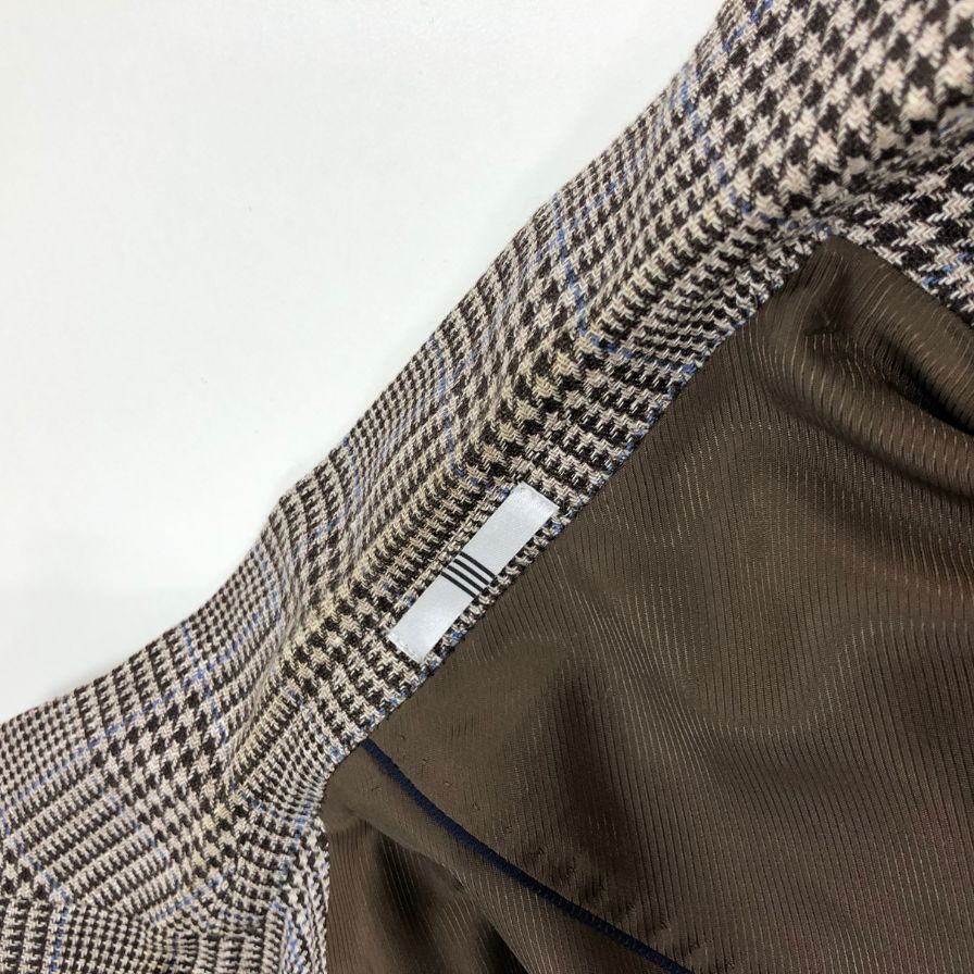中古◆スーツセレクト リネンウール テーラードジャケット ドラゴ JSJ2052 ブラウン 千鳥格子 サイズA5 メンズ SUIT SELECT DORAGO 【AFB33】
