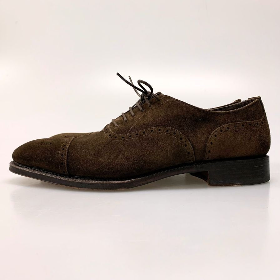 メルミン セミブローグ メダリオン スエード 10194 ダークブラウン サイズ8 メンズ レザー 革靴 MEERMIN MADE IN SPAIN 約26.5cm【AFD3】