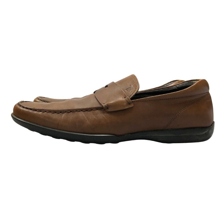 トッズ ペニーローファー ラバーソール レザー ブラウン メンズ サイズ7 TOD'S 約25.5cm【AFD8】