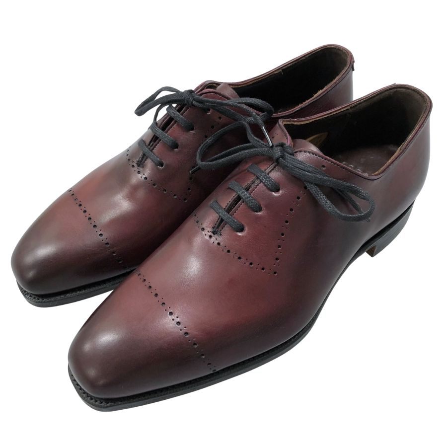 グレンソン レザーシューズ クォーターブローグ 内羽根 英国製 バーガンディ メンズ サイズ5.5E GRENSON ビジネスシューズ 約24.0cm【LA】【中古】