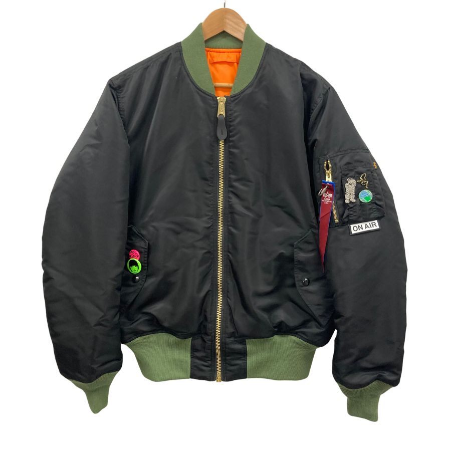 極美品◆キネ アルファインダストリーズ MA-1 ジャケット ON AIR MA-1 TA0443-9001 リバーシブル ブラック オレンジ メンズ サイズM KYNE ALPHA INDUSTRIES 【AFB36】