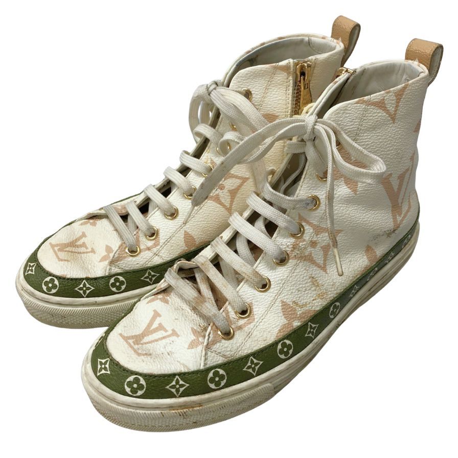ルイヴィトン スニーカー 1A58C ハイカット ビッグモノグラム サイドジップ ホワイト サイズ36.5 レディース LOUIS VUITTON 約23.0cm【AFC41】