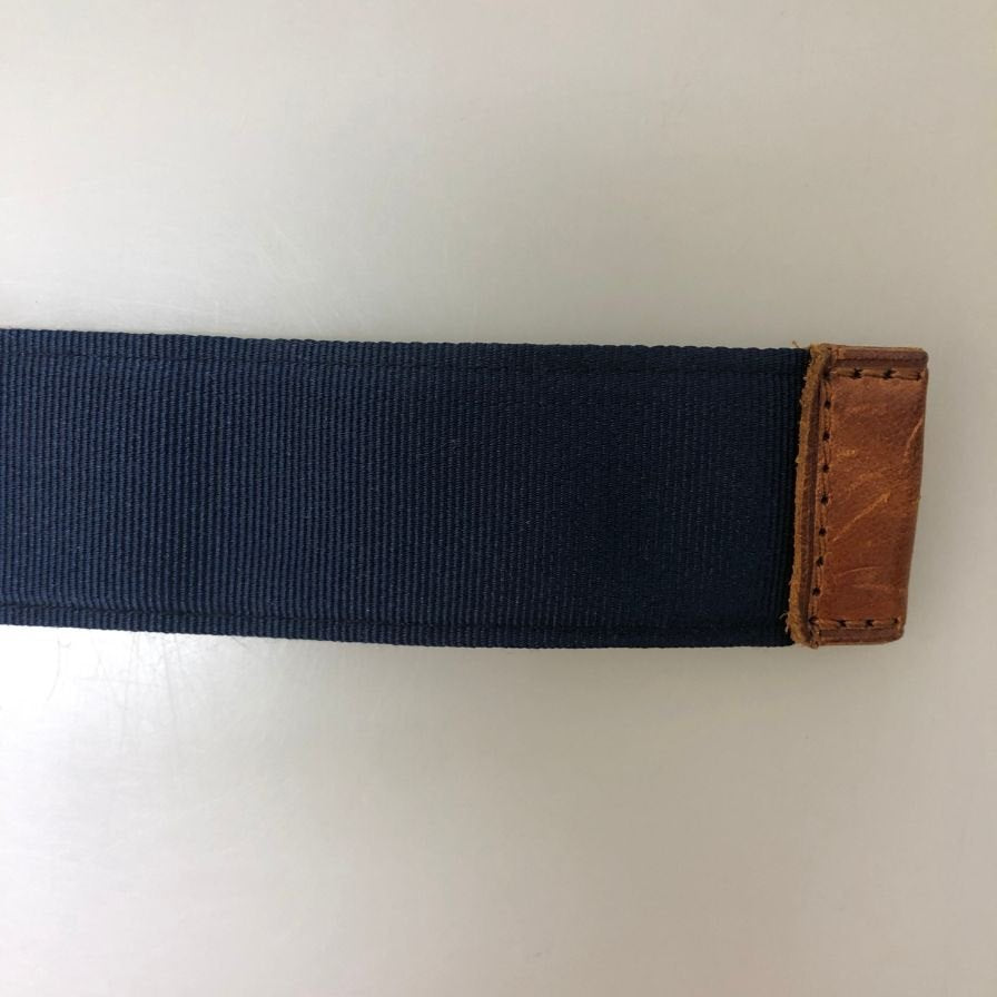 ポロ ラルフローレン リボンベルト ダブルリング ストライプ ネイビーxイエロー 約100cm Polo Ralph Lauren【AFI5】