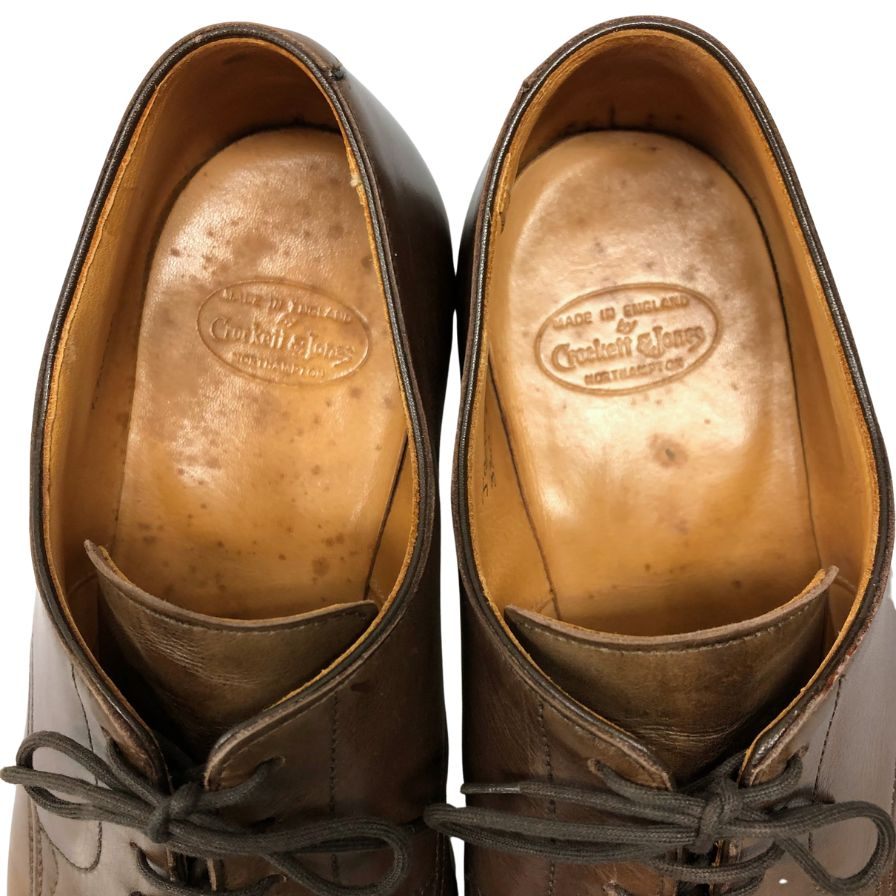 クロケット&ジョーンズ レザーシューズ ブランスウィック パンチドキャップトゥ カーフ サイズ8E ブラウン Crockett&Jones BRUNSWICK 約26.5cm【AFC28】