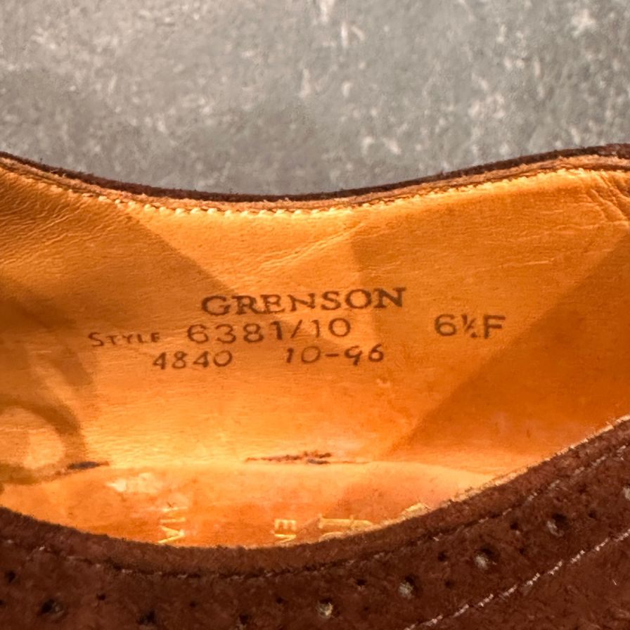 グレンソン レザーシューズ 6381 フルブローグ スエード ブラウン サイズUK6.5F メンズ GRENSON ビジネスシューズ 約25.0cm【LA】【中古】