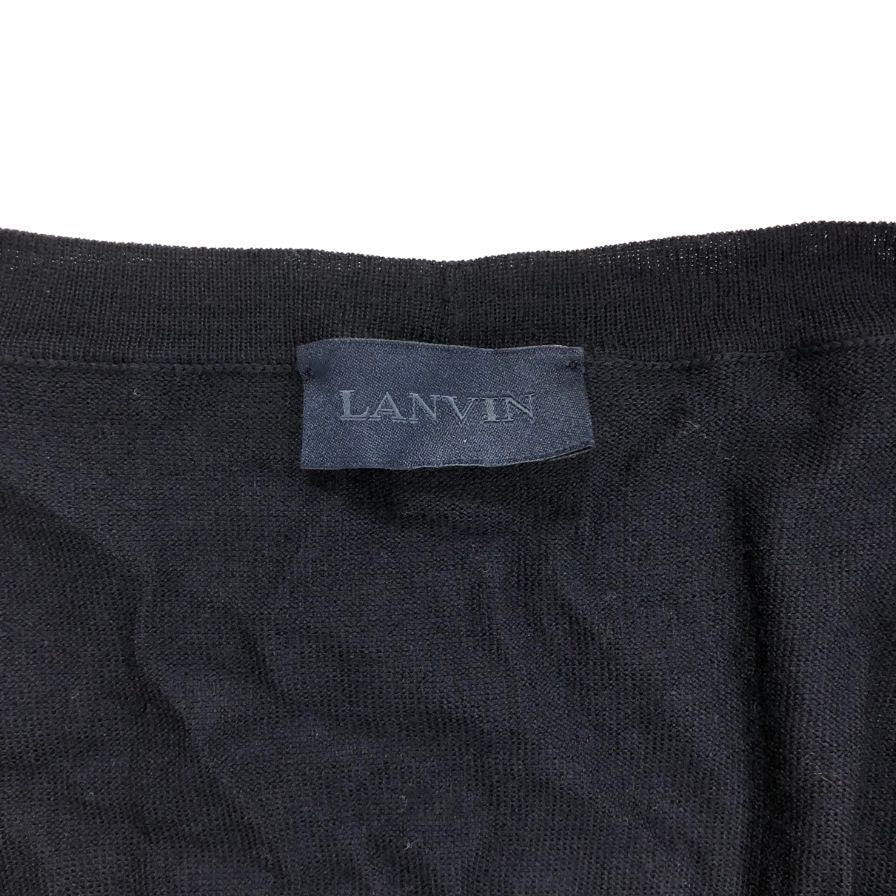 極美品◆ランバン カーディガン メリノウール ネイビー メンズ サイズM LANVIN 【AFB7】