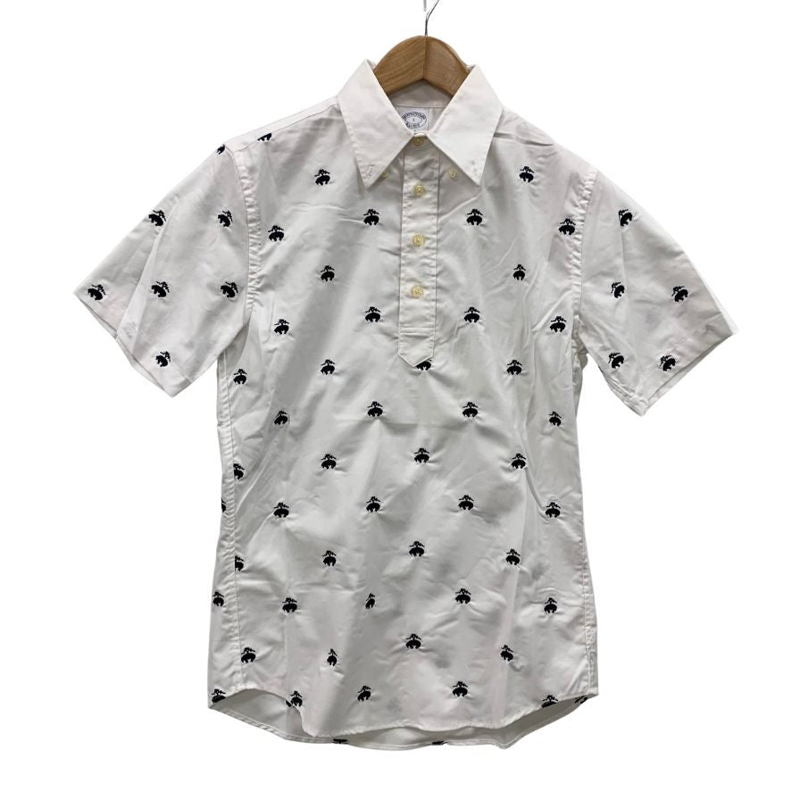 極美品◆ブルックスブラザーズ リージェントフィット オックスフォード 刺繍あり メンズ サイズ S ホワイト Brooks Brothers REGENT FIT 【AFB38】