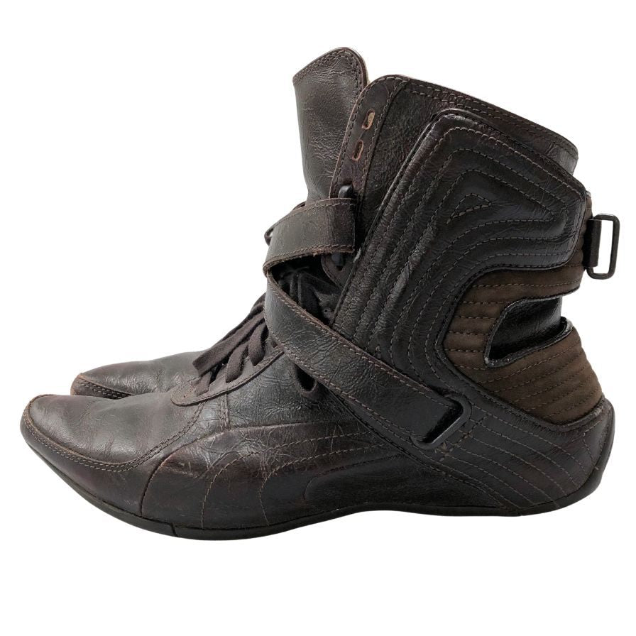 プーマ アレキサンダーマックイーン スニーカー レザー ハイカット ベルクロ 345579 ブラウン メンズ サイズ26cm PUMA ALEXANDER McQUEEN 約26.0cm【AFC33】