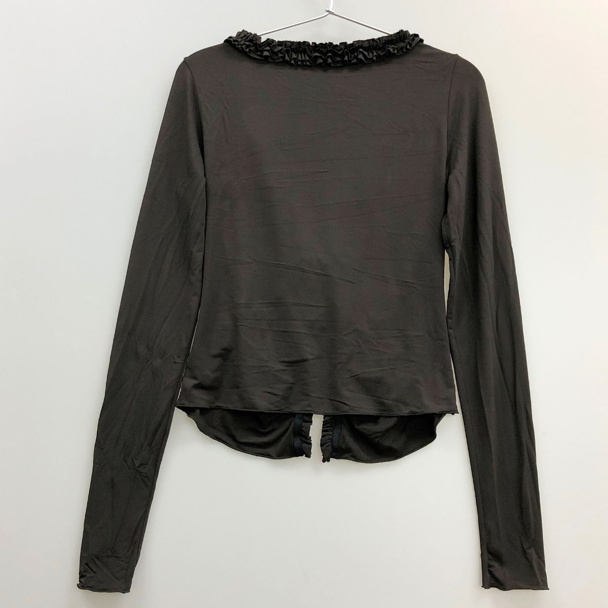 中古◆フォクシー ニューヨーク カーディガン レーヨン フリル デザイン 19404 ブラウン レディース サイズ40 FOXEY NEW YORK 【AFB32】