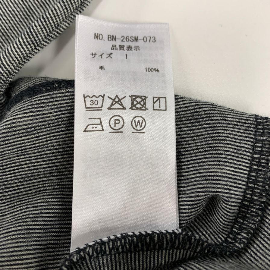 新品同様◆バトナー Tシャツ カットソー ボーダー 半袖 サマーウール bn-26sm-073 ブラック系 メンズ サイズ1 BATONER 【AFB47】