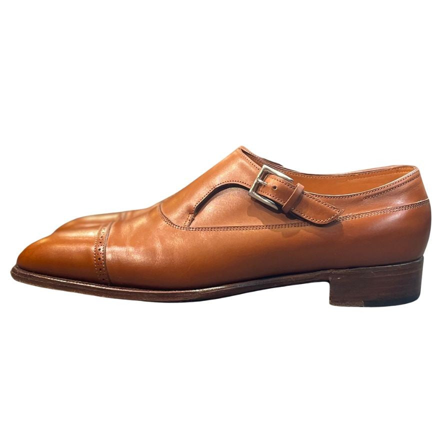 ジョンロブ レザーシューズ バークレー シングルモンク Jスタンプ ブラウン UK7E JOHNLOBB ビジネスシューズ 約25.5cm【LA】【中古】