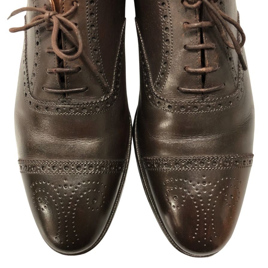 クロケット&ジョーンズ セミブローグシューズ コベントリー レザー メンズ ダークブラウン サイズUK8.5E 341ラスト CROCKETT&JONES COVENTRY ビジネスシューズ 約27.0cm【LA】【中古】
