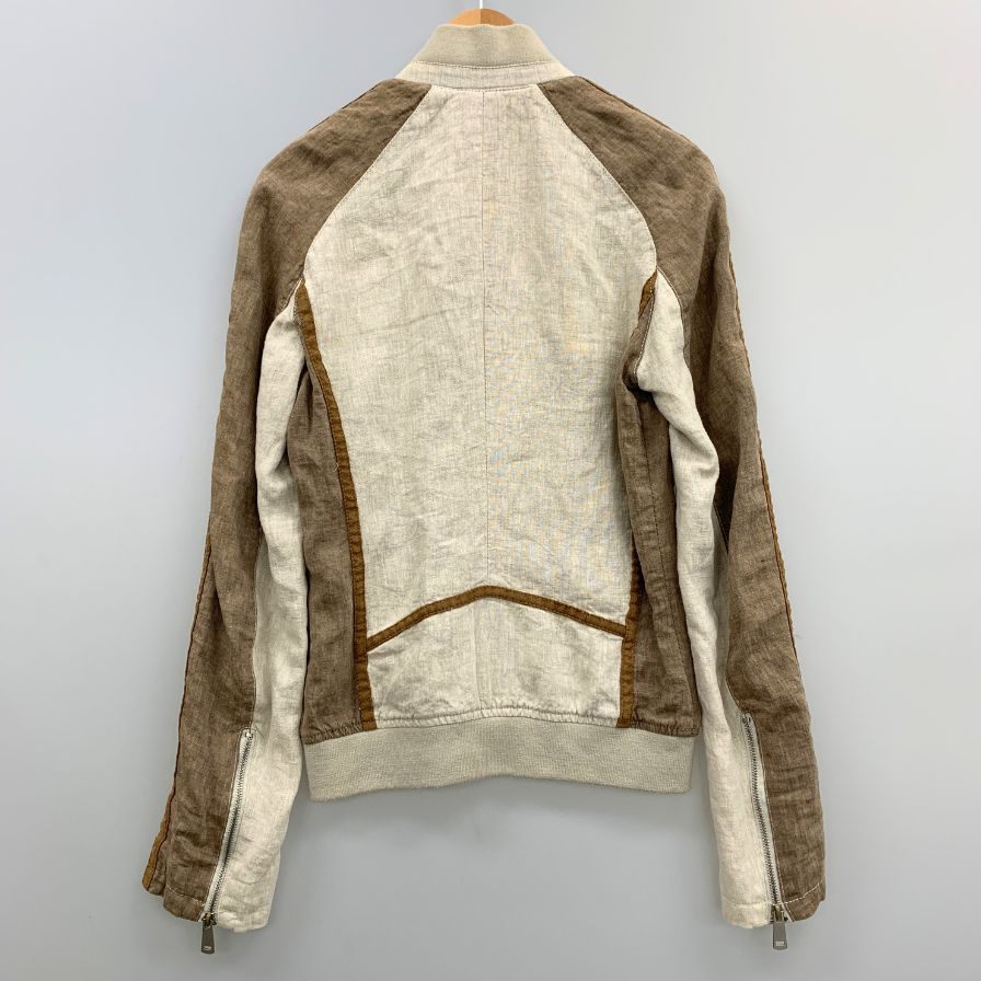 美品◆ザラ デニム クチュール ブルゾン リネン 切替 デザイン ジャケット ジャンパー ベージュ メンズ サイズS ZARA DENIM COUTURE 【AFB10】