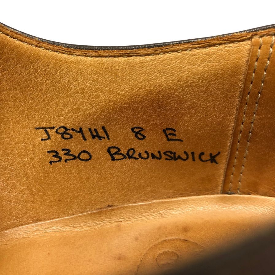 クロケット&ジョーンズ レザーシューズ ブランスウィック パンチドキャップトゥ カーフ サイズ8E ブラウン Crockett&Jones BRUNSWICK 約26.5cm【AFC28】