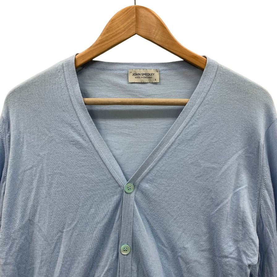 美品◆ジョンスメドレー コットンカーディガン 水色 メンズ サイズL JOHNSMEDLEY 【AFB6】