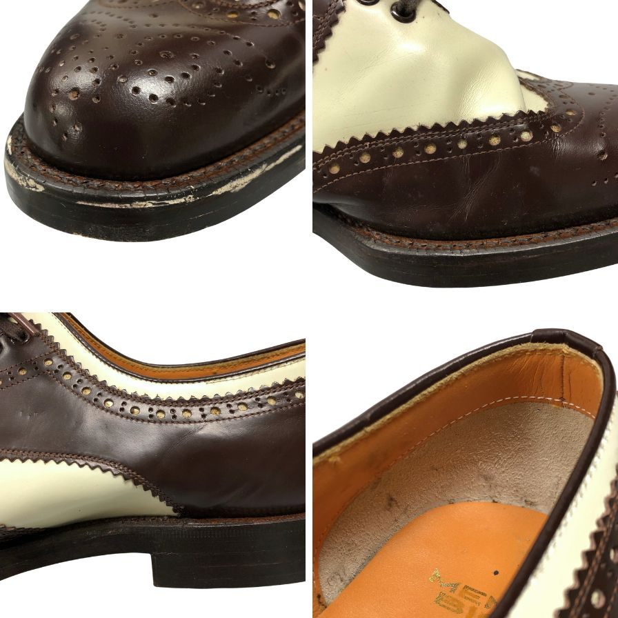 メンズビギ レザーシューズ サイズ25 ブラウン×ホワイト系 MEN’S BIGI 約25.0cm【AFD15】