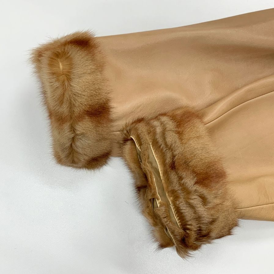 極美品◆ジェニファーレオナルディ ハーフコート ベージュ フリーサイズ ラムレザー レディース Jennifer Leonardi 【AFG1】
