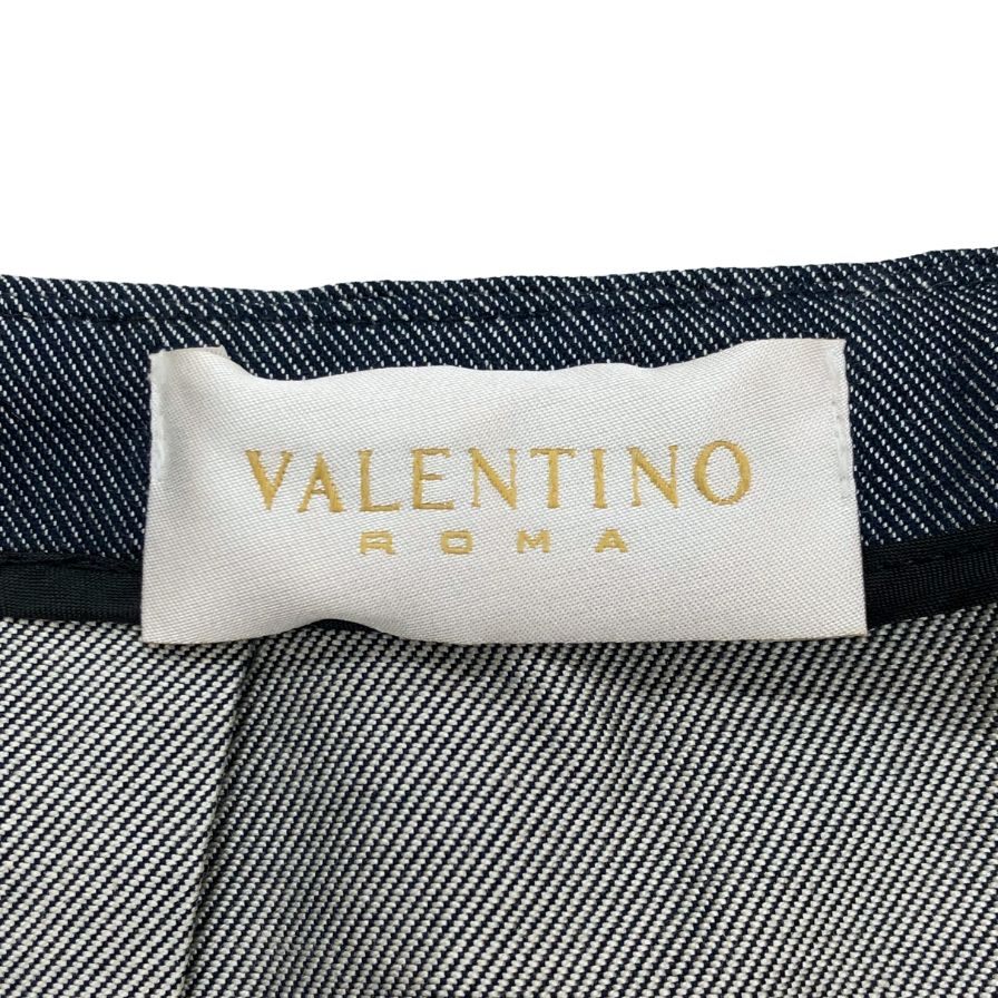 ヴァレンティノ スカート シルク コットン デニム 台形 ブルー系 レディース サイズ38 VALENTINO【AFB10】