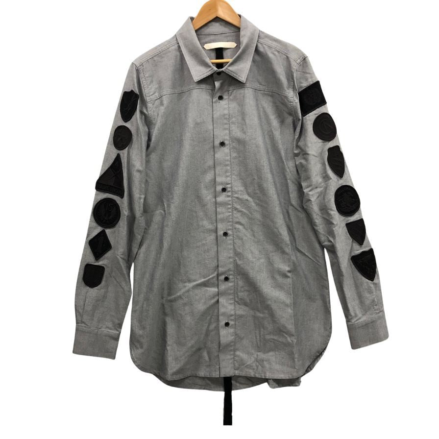中古◆オフホワイト 16SS 長袖シャツ 袖ワッペン グレー サイズS OFF-WHITE 【AFB47】