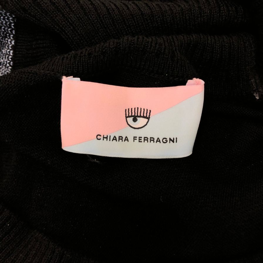 中古◆キアラ フェラーニ ニット 2ピース 袖ライン ブラック サイズS Chiara Ferragni 【AFB17】