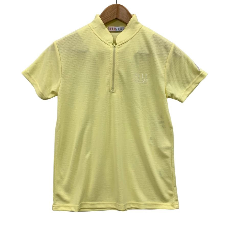 新品同様◆エルスポーツ Tシャツ ハーフジップ イエロー系 レディース サイズM ELLE SPORTS 【AFB21】
